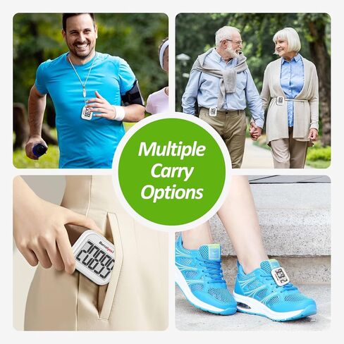 عداد خطوات ثلاثي الأبعاد للمشي، عداد خطوات بسيط للمشي مع مشبك وحبل قابلين للإزالة، عداد خطوات دقيق للخطوات، متتبع الخطوات مع شاشة عرض كبيرة للرجال والنساء والأطفال (أبيض) in Kuwait