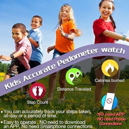 ساعة عداد الخطى للأطفال، متتبع الخطوات الرقمي، غير بلوتوث، ساعة منبه تهتز، ساعة إيقاف، هدية رائعة للأطفال المراهقين والبنات والأولاد in Kuwait