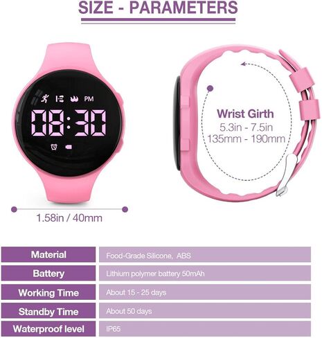 ساعة عداد الخطى للأطفال، متتبع الخطوات الرقمي، غير بلوتوث، ساعة منبه تهتز، ساعة إيقاف، هدية رائعة للأطفال المراهقين والبنات والأولاد in Kuwait