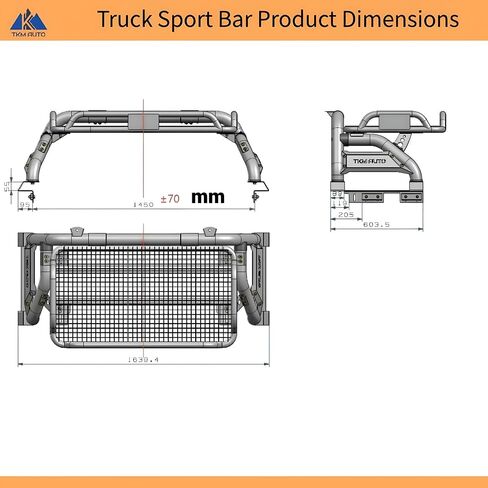 Sport Bar Roll Bar Black Steel with Cargo Basket (Mid Size Truck) in Saudi Arabia