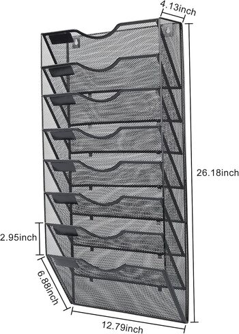 PAG Hanging Wall File Holder Mail Organizer Wall Mount Document Letter Rack, 3-Tier, Black in Kuwait