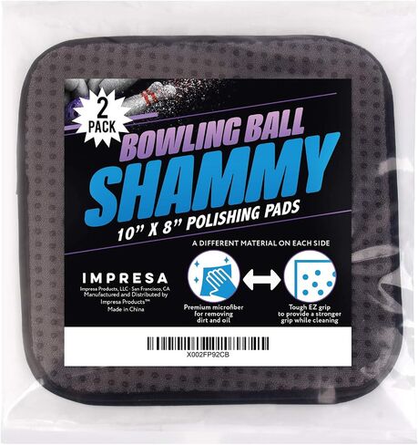 IMPRESA (2 Pack 10 x 8 Inches Bowling Ball Towel - Microfiber Bowling Shammy Pad with EZ Grip - Bowling Towel That Wipes Dirt & Oil Clean Off - Cleaning Pad Bowling Alley Accessories in Saudi Arabia