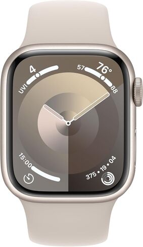 Apple Watch Series 9 [GPS + Cellular 41mm] Smartwatch with Starlight Aluminum Case with Starlight Sport Band S/M. Fitness Tracker, ECG Apps, Always-On Retina Display in Saudi Arabia