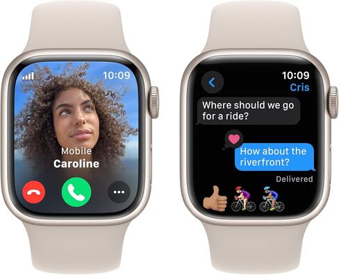 Apple Watch Series 9 [GPS + Cellular 41mm] Smartwatch with Starlight Aluminum Case with Starlight Sport Band S/M. Fitness Tracker, ECG Apps, Always-On Retina Display in Saudi Arabia
