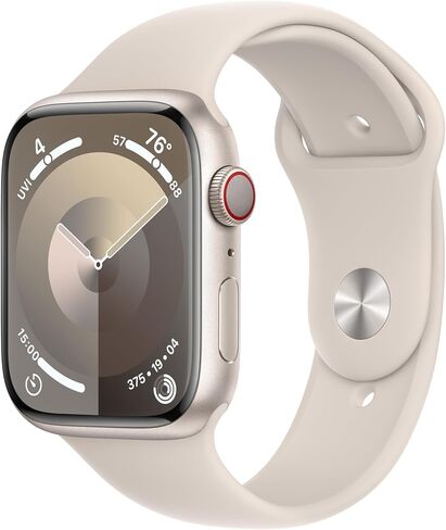 Apple Watch Series 9 [GPS + Cellular 41mm] Smartwatch with Starlight Aluminum Case with Starlight Sport Band S/M. Fitness Tracker, ECG Apps, Always-On Retina Display in Saudi Arabia