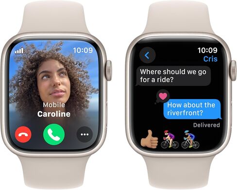 Apple Watch Series 9 [GPS + Cellular 41mm] Smartwatch with Starlight Aluminum Case with Starlight Sport Band S/M. Fitness Tracker, ECG Apps, Always-On Retina Display in Saudi Arabia