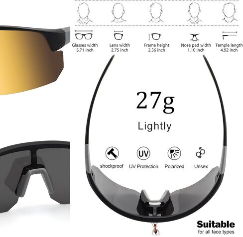 BangLong Polarized Baseball Sunglasses for Men Women,Youth Sun Glasses Lightweight Frame UV400 Sports Cycling Unisex Adult. in Saudi Arabia