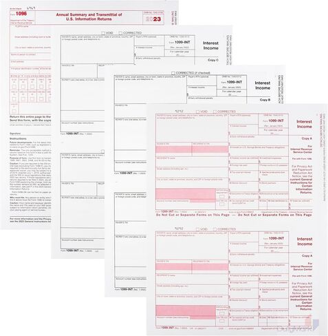 1099 INT Tax Forms 2023 Interest Income Set, 25 Pack, Great for QuickBooks and Accounting Software, 1099-INT 2023 in Saudi Arabia