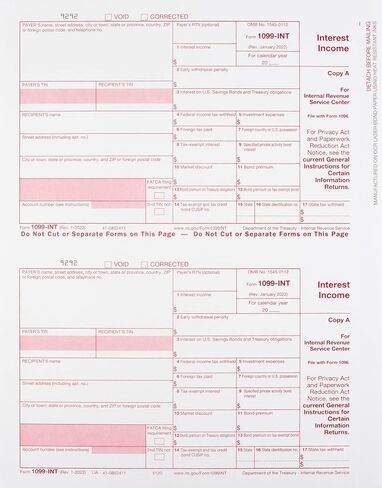 1099 INT Tax Forms 2023 Interest Income Set, 25 Pack, Great for QuickBooks and Accounting Software, 1099-INT 2023 in Saudi Arabia