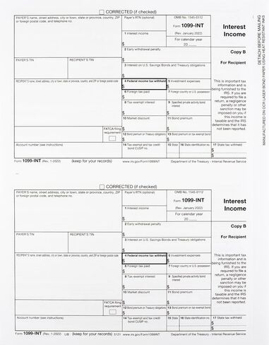 1099 INT Tax Forms 2023 Interest Income Set, 25 Pack, Great for QuickBooks and Accounting Software, 1099-INT 2023 in Saudi Arabia