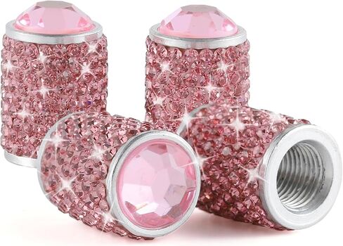 Alpmosn Car Wheel Tire Valve Caps, 4 PCS Bling Tire Valve Caps, Crystal Tire Caps Shinny Rhinestone for Women, Universal Car Dustproof Tire Valve Caps for Cars, Trucks, SUV and Motorcycles (AB) in Saudi Arabia