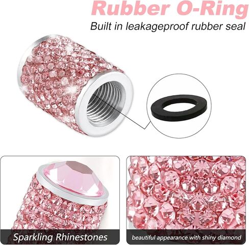 Alpmosn Car Wheel Tire Valve Caps, 4 PCS Bling Tire Valve Caps, Crystal Tire Caps Shinny Rhinestone for Women, Universal Car Dustproof Tire Valve Caps for Cars, Trucks, SUV and Motorcycles (AB) in Saudi Arabia
