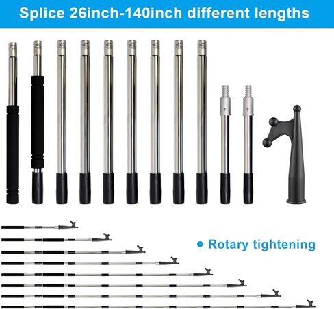 خطاف قارب عائم، عمود دفع للقوارب بطول 4 أقدام - 11 قدم، عمود تمديد قابل للتعديل متعدد الأغراض، أقطاب تمديد قضيب ربط السفينة مع خطاف قارب مضاد للخدش، تصميم متين وخفيف الوزن in Kuwait