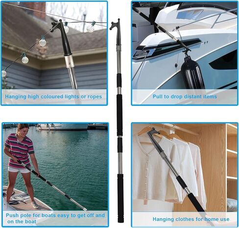 خطاف قارب عائم، عمود دفع للقوارب بطول 4 أقدام - 11 قدم، عمود تمديد قابل للتعديل متعدد الأغراض، أقطاب تمديد قضيب ربط السفينة مع خطاف قارب مضاد للخدش، تصميم متين وخفيف الوزن in Kuwait