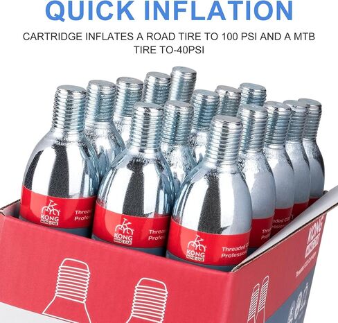 16g / 25g Threaded CO2 Cartridges - CO2 Cylinder for Bike Tire Inflators - Great Refill for Mountain or Road Bikes Tires in Kuwait