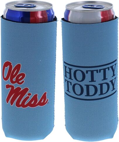 مبردات حامل علب البيرة فائقة النحافة بشعار فريق الكلية 12 أونصة - عبوتان (Ole Miss Powder Blue Hotty Toddy (المتمردون)) in Saudi Arabia