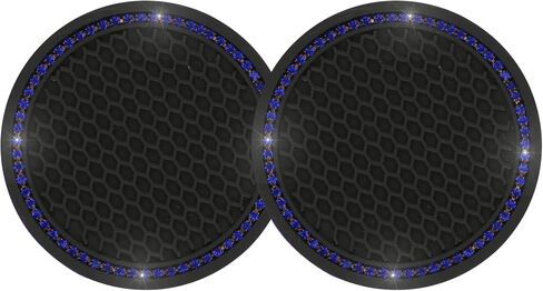 2PCS Bling Car Cup Coaster, Universal Vehicle Cup Holder Insert Coaster, 2.75 inch Rhinestone Anti Slip Silicone Car Accessories, Suitable for Most Car Interior, Gift for Women in Saudi Arabia