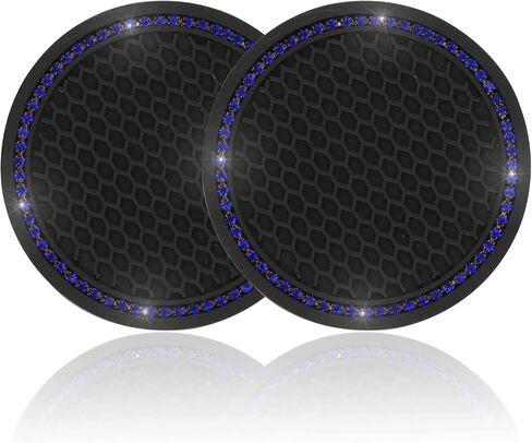 2PCS Bling Car Cup Coaster, Universal Vehicle Cup Holder Insert Coaster, 2.75 inch Rhinestone Anti Slip Silicone Car Accessories, Suitable for Most Car Interior, Gift for Women in Saudi Arabia
