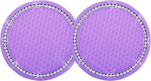 2PCS Bling Car Cup Coaster, Universal Vehicle Cup Holder Insert Coaster, 2.75 inch Rhinestone Anti Slip Silicone Car Accessories, Suitable for Most Car Interior, Gift for Women in Saudi Arabia