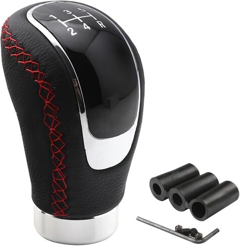 5 Speed Shift Knob, Weighted Manual Gear Shifter Knobs, Leather Gear Shifting Handle, Automotive Manual Universal Transmission, Interior Automatic Replacement Parts (Black) in Saudi Arabia