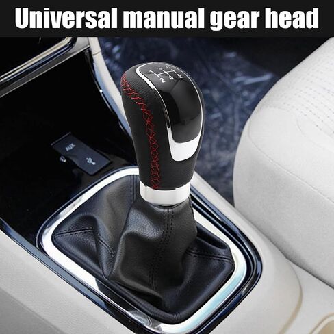 5 Speed Shift Knob, Weighted Manual Gear Shifter Knobs, Leather Gear Shifting Handle, Automotive Manual Universal Transmission, Interior Automatic Replacement Parts (Black) in Saudi Arabia