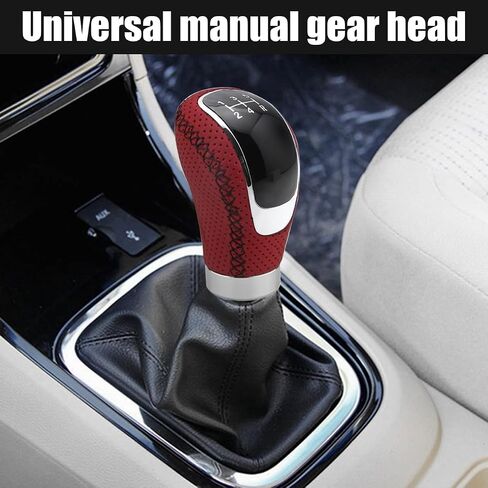 5 Speed Shift Knob, Weighted Manual Gear Shifter Knobs, Leather Gear Shifting Handle, Automotive Manual Universal Transmission, Interior Automatic Replacement Parts (Black) in Saudi Arabia