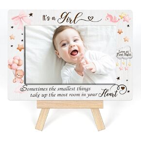 New Baby Gift, Baby Picture Frame For Girl , Sometime The Smallest Thins Take Up The Most Room In Your Heart Photo Frame, Newborn Picture Frame For Parents, Tabletop Picture Frame With Easel (A27)