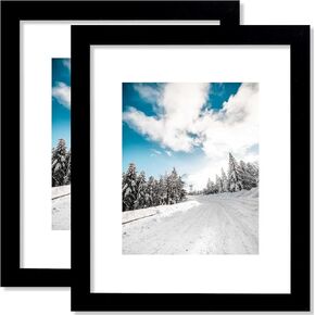 BOANKODU 10x12 Picture Frame Set of 2, Made of High Definition Transparent Plastic for 7x9 with Mat or 10x12 Without Mat, Wall Mounting Photo Frames, White