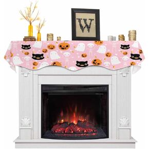 QueenKer Hello Fall Fireplace Mantel Scarf 70" x 17" Thanksgiving Orange Pumpkin Mantel Cover Runner Maple Leaves Mantel Shelf Top Scarf Runner for Holiday Living Room Home Decoration in Kuwait
