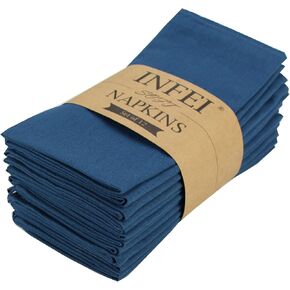 Solid Color Cotton Blended Dinner Cloth Napkins - Set of 12 (17 x 17 inches) - for Events & Home Use (Olive)