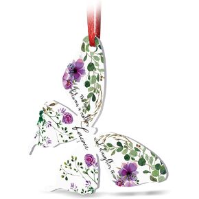 The Love Between Mother and Daughter is Forever Ornament Butterfly Shape Ornament Acrylic Christmas Tree Ornament Flower Mother's Day Present for Mother's Birthday(Mother and Daughter)
