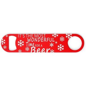 ‘It’s the Most Wonderful Time for a Beer’ 7" Stainless Steel Bottle Opener! Makes Opening Bottles Easy and Festive! Christmas, Bar, Kitchen, Stocking Stuffer, Parties!