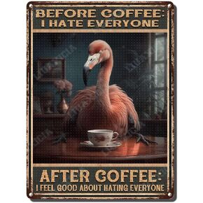 Retro Tin Sign Metal Wall Decor Before Coffee I Hate Everyone Bear Metal Sign Garage Home Cafe Bar Farm Wall Bathroom Decor Metal Sign 8x12 inch-Tin sign