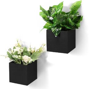 2 Pack Wall Planter Wood Planter Box Small Square Wood Wall Decor Plants Pocket for Dried Flowers and Greenery Hanging Vase for Indoor Balcony Home Farmhouse Garden Office Decor Christmas