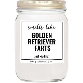 YouNique Designs Smells Like Golden Retriever Farts 8oz Soy Candle - Dog Farts Candle Gifts for Golden Retriever Lovers - Golden Retriever Gifts for Women, Men, Dog Lovers (Lavender & Vanilla)