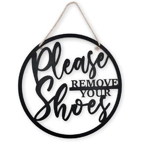 Take your Shoes Off Metal Sign Please Remove Your Shoes Sign Round Door Hanger Wall Decor for Living Room Farmhouse Rustic Funny Porch Decor