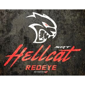 Dodge SRT Hellcat Redeye Logo Metal Wall Sign with Rhombus Logo 16" x 12.5" in Kuwait