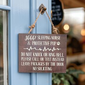 Nurse Gift, Do Not Disturb, Door Sign, Nurse Sleeping, Protective Dog, Night Shift Nurse, Sleeping Nurse, Nurse Decor 8" x 10"