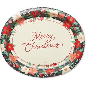 American Greetings 36-Count 12.25 in. Paper Dinner Plates, Winter Floral Christmas Party Supplies