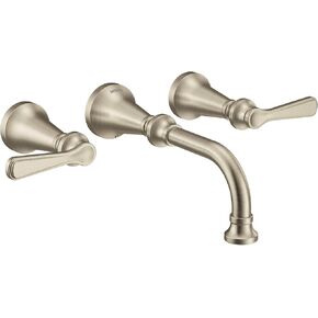 Moen TS44104BN Colinet Traditional Lever Handle Wall Mount Bathroom Faucet Trim, Valve Required, Brushed Nickel