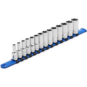 CASOMAN 14PCS 3/8" Drive 6 Pt. Mid-Length Socket Set, Metric, 6, 7, 8, 9, 10, 11, 12, 13, 14, 15, 16, 17, 18, 19 mm, Mirror Chrome Finish