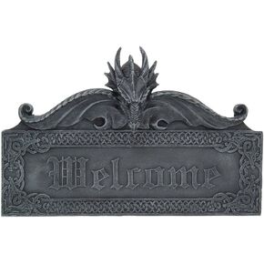 Pacific Giftware Medieval Gothic Guardian Dragon Welcome Plaque Door Greeting Wall Decorative Scu