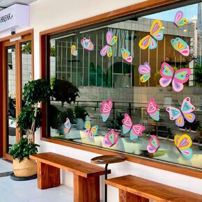 Colorful Flower Wall Decals Garden Butterflies Dragonflies Vinyl Wall Decals Stickers Removable Wall Stickers for Kids Room Nursery Classroom Bedroom Decoration (Medium)
