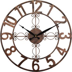 OCEST Outdoor Wall Clock 18 inch Outside Waterproof Garden Clock,Large Numerals Giant Open face Large Outdoor Garden Wall Clock