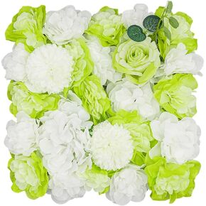 12Pcs Artificial Flower Wall Panel 3D Floral Backdrop Wall 15" X 15" Flower Wall Decor Flower Wall Backdrop Faux Flower Panel for Party Home Background Decor, White
