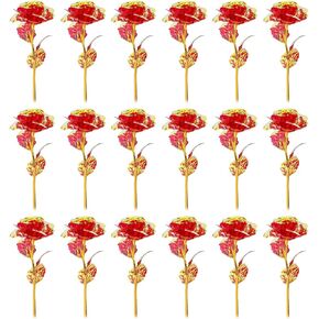 20PCS Small Artificial Colorful Rose Flowers Galaxy Rose Crystal Flower Gifts for Wedding, Mother' s Day Memorable Days Birthday Valentine's Day, Red