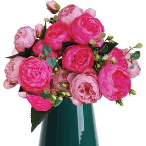 3 Pack Peonies Artificial Flowers Silk Peony Arrangement Bouquet for Wedding Centerpiece Garden Party Home Decor Elegant Vintage Fake Peonies(Rose Pink)