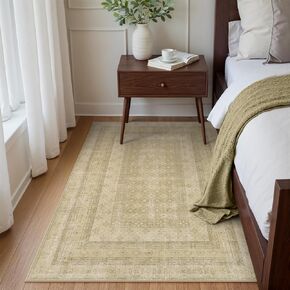 Lahome Vintage 8x10 Area Rugs, Soft Washable Rugs 8x10 Rugs for Living Room, Ultra-Thin Non-Slip Brown Bedroom Rug Stain Resistant Large Accent Rugs for Office Dining Room (8x10ft,Brown)