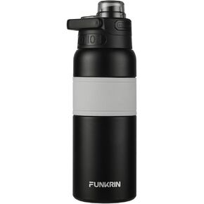 Funkrin Insulated Water Bottle with Straw & Spout Lid, 26oz Personalized Vacuum Stainless Steel Travel Mug, Leak Proof Double Walled Thermos for Hot & Cold Beverages