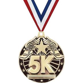 5K Medals, 2" Gold 5K Race Medal Award with Free Custom Engraving Prime